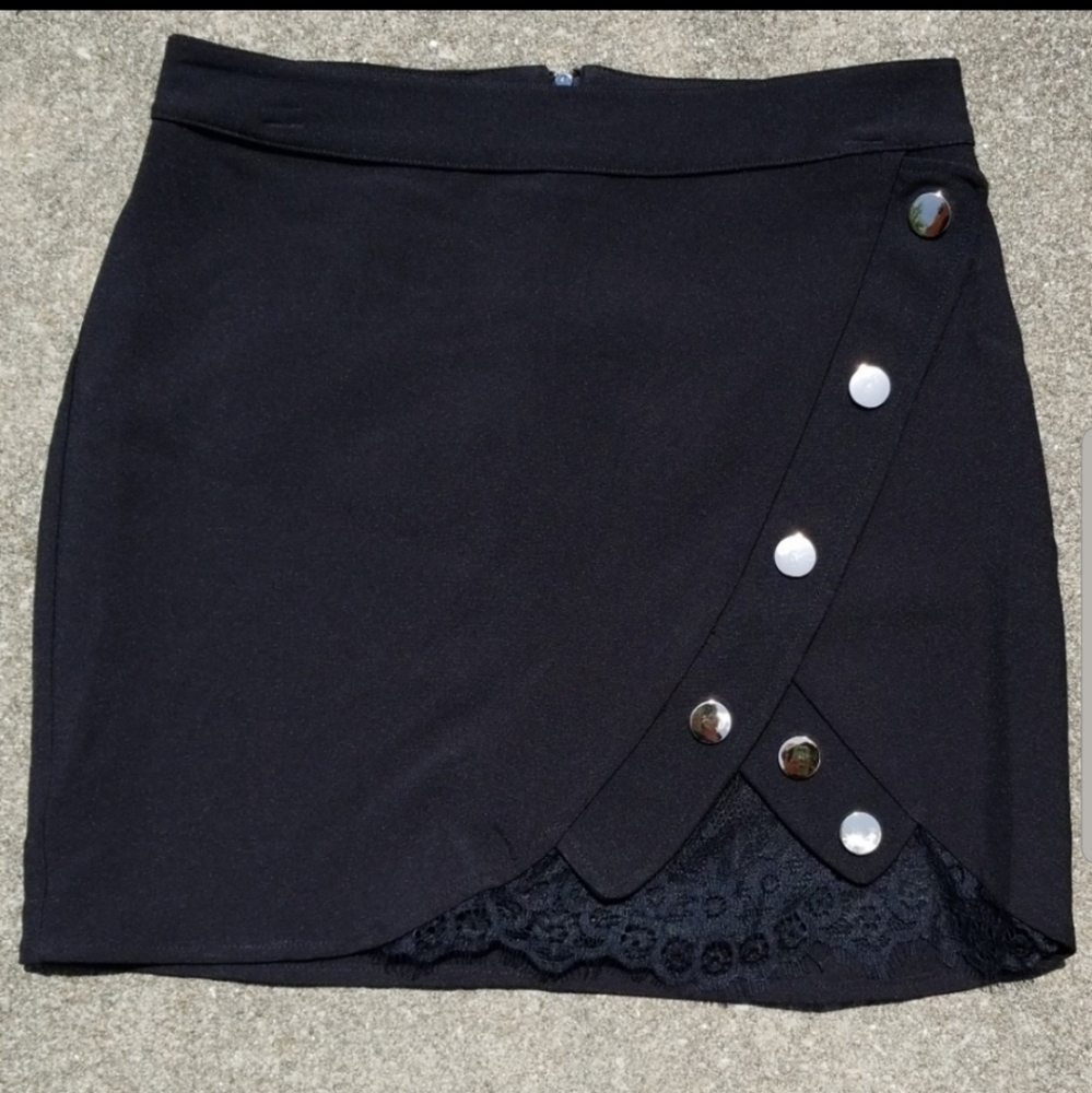 J.O.A Black Skirt With Lace, Size M. NWOT